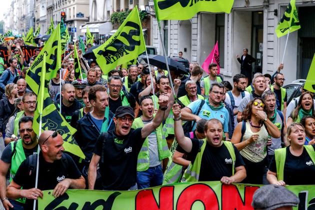 Le syndicat SUD-rail, très actif lors de la mobilisation, a appelé à la grève les vendredi 6 et samedi 7 juillet [- / AFP/Archives]