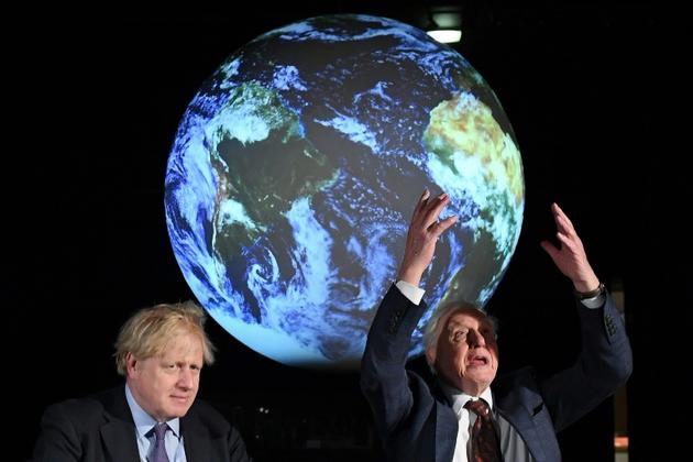 Boris Johnson et David Attenborough à Londres, le 4 février 2020 [Chris J Ratcliffe / POOL/AFP]