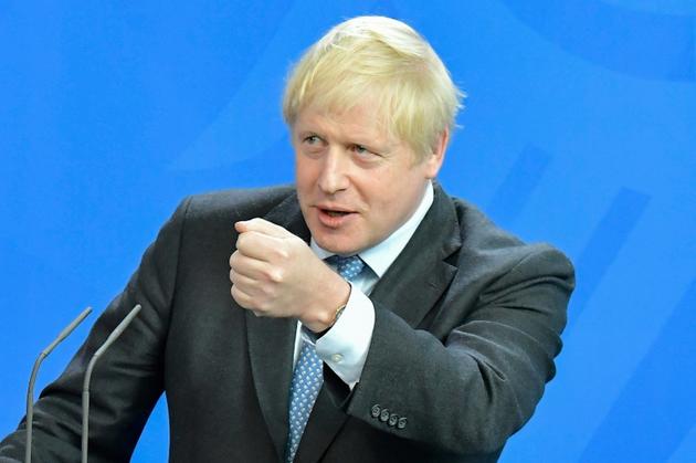 Le Premier ministre britannique Boris Johnson lors d'une conférence de presse, le 21 août 2019 à Berlin [Tobias SCHWARZ / AFP]