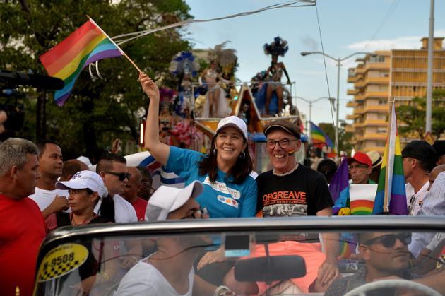 Mariela Castro, fille de l'ex-président Raul Castro, à la marche des fiertés gay, le 12 mai 2018 [YAMIL LAGE / AFP/Archives]