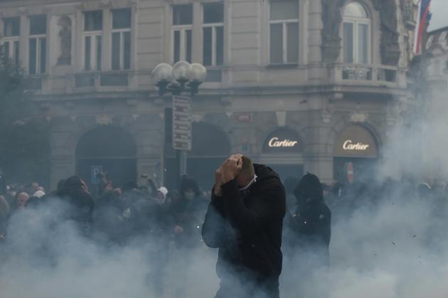 Manifestation à Prague contre les mesures prises par le gouvernement pour contrer la pandémie de Covid-19, le 18 octobre 2020  [Michal Cizek / AFP]