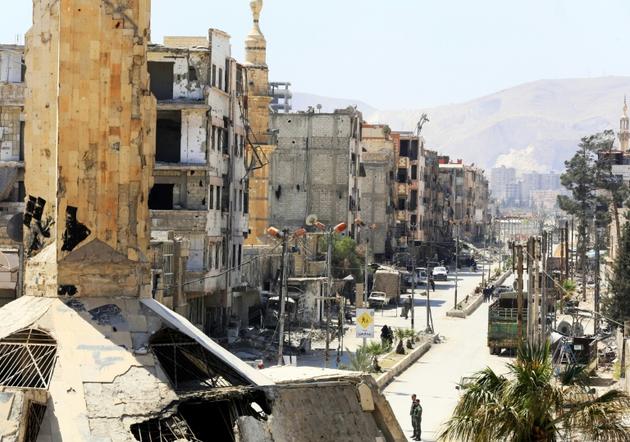 La ville de Douma, à la périphérie de Damas, le 16 avril 2018<br />
 [LOUAI BESHARA / AFP/Archives]