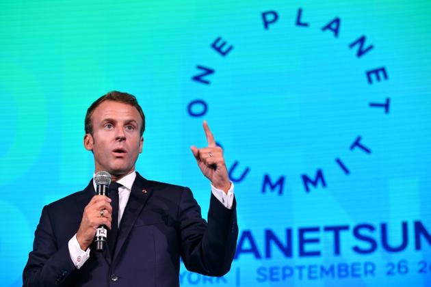 Emmanuel Macron a pris mercredi la parole au "One Planet Summit", en marge de la réunion de l'ONU à New York [MANDEL NGAN / AFP]