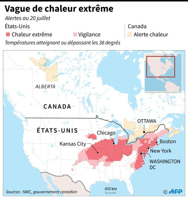 Forte vague de chaleur aux Etats-Unis et au Canada [Kun TIAN / AFP]