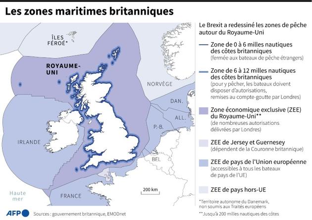 Les zones maritimes britanniques [Kenan AUGEARD / AFP]