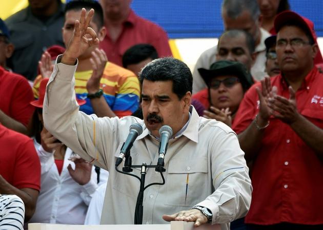 Le président vénézuélien Nicolas Maduro s'adresse à ses partisans, le 6 avril 2019 à Caracas [Federico Parra                       / AFP]