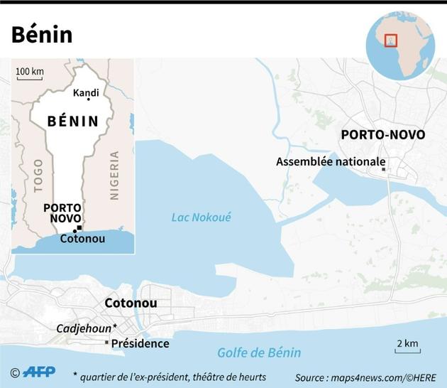 Carte de localisation de Cotonou et de Porto-Novo au Bénin [Paz PIZARRO / AFP]