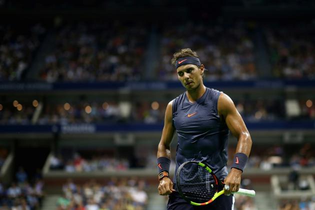 Le tenant du titre Rafael Nadal vainqueur de David Ferrer sur abandon à l'US Open, le 27 août 2018 à New York [Alex Pantling / Getty/AFP]