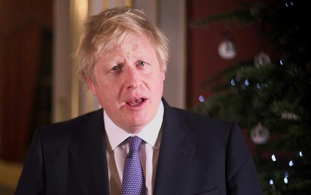 Le Premier ministre britannique Boris Johnson lors de son discours de voeux à Londres le 23 décembre 2019 [- / 10 Downing Street/AFP]