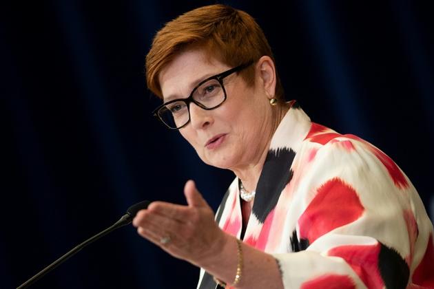 La ministre australienne des Affaires étrangères Marise Payne, lors d'une conférence de presse le 28 juillet 2020 à Washington [Brendan Smialowski / POOL/AFP]