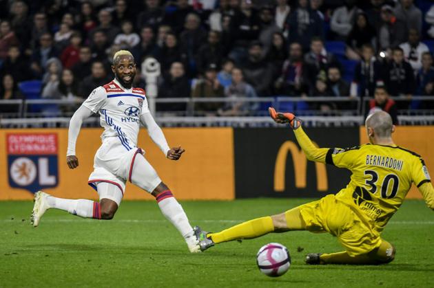 Moussa Dembélé buteur pour Lyon lors de la victoire à domicile face à Nîmes 2-0 le 19 octobre 2018 en 10e journée de L1 [PHILIPPE DESMAZES / AFP]