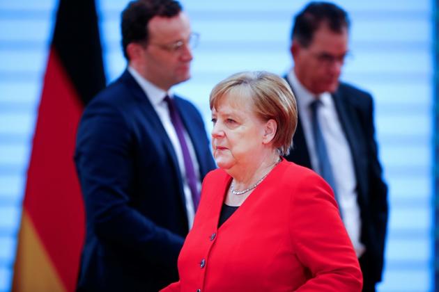 La chancelière allemande Angela Merkel, le 6 mai 2020 à Berlin [HANNIBAL HANSCHKE / POOL/AFP]
