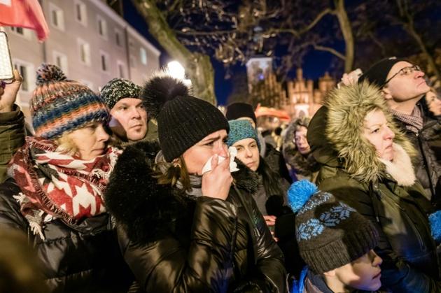 La foule sous le choc lors des obsèques du maire de Gdansk, le 18 janvier 2019 [Wojtek RADWANSKI / AFP]