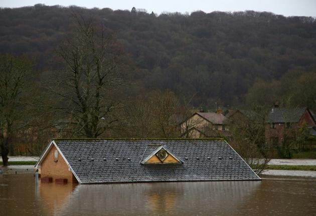 Inondations à Nantgarw après le passage de la tempête Dennis, le 16 février 2020 au Royaume-Uni [GEOFF CADDICK / AFP]