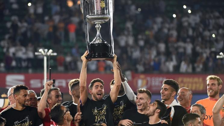 Valence remporte la Coupe du Roi en battant le FC Barcelone 2-1 le 25 mai 2019 à Séville [JOSE JORDAN                    / AFP]