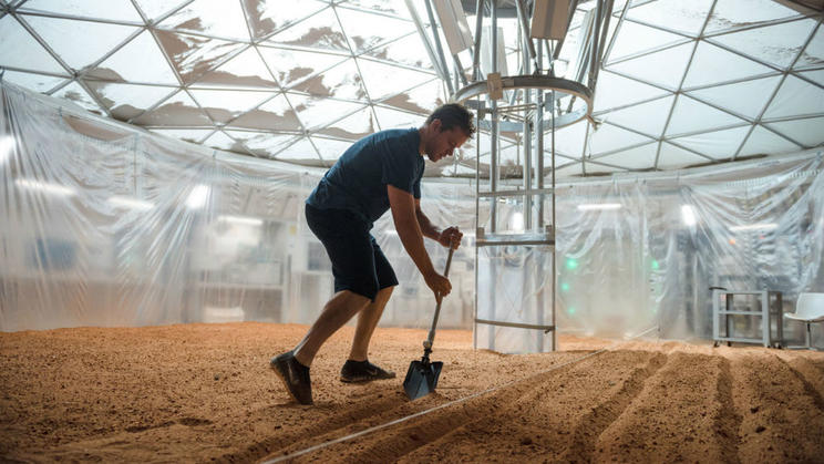 Matt Damon cultive des pommes de terre martiennes dans le film Seul sur Mars, de Ridley Scott. 