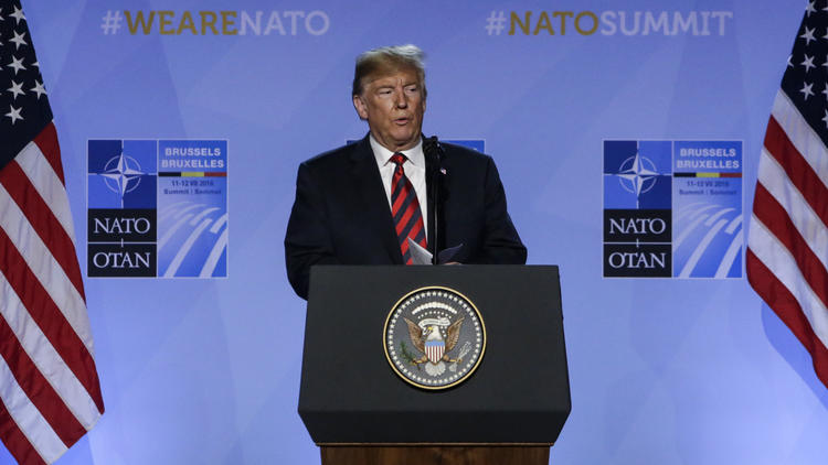 Donald Trump lors du sommet de l'Otan à Bruxelles en 2018.