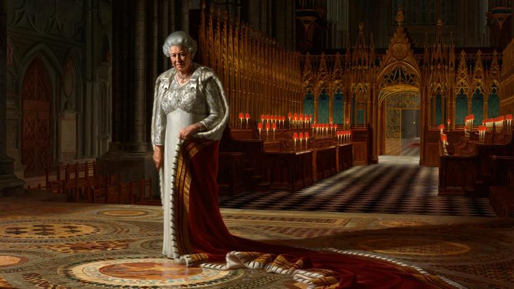 Le portrait de la reine Elizabeth II, exposé à l'Abbaye de Westminster à Londres, par l'artiste australien Ralph Heimans [ / Chapelle de Wetminster/AFP]