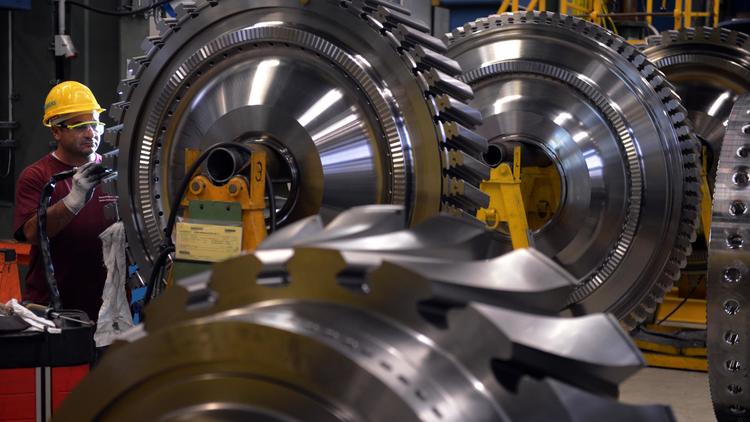 Les turbines dans une usine Siemens, le 8 novembre 2012 à Berlin [Johannes Eisele / AFP/Archives]