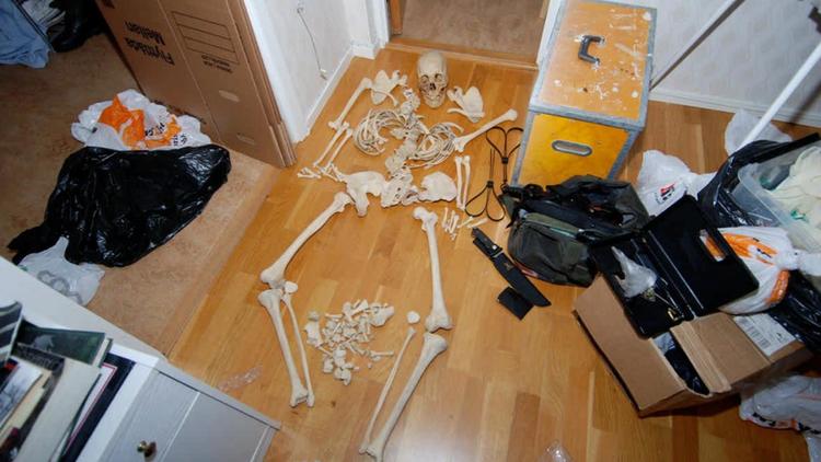 Cette photo non-datée tranmise par la police suédoise montre le squelette humain retrouvé dans l'appartement d'une femme âgée de 37 ans condamnée par la justice suédoise [- / Swedish Police/AFP/Archives]