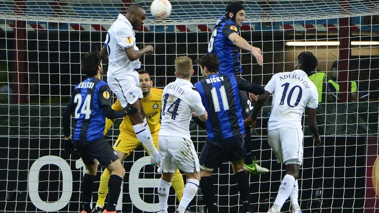 Action du match Tottenham - Inter de Milan, le 14 mars 2013 au stade San Siro à Milan [Olivier Morin / AFP]