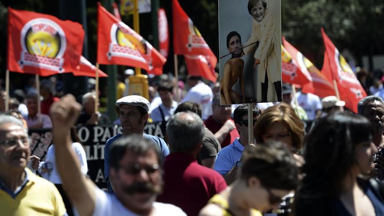 Des manifestants protestent, le 25 mai 2013 à Belem, contre l'austérité mise en oeuvre par le gouvernement portugais [Francisco Leong / AFP/Archives]