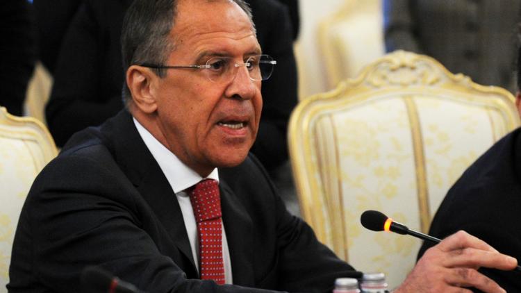 Le ministre russe des Affaires étrangères Sergueï Lavrov s'exprime le 29 mai 2013 à Moscou [Yuri Kadobnov / AFP]