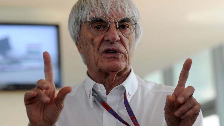 Le grand patron de la Formule 1 Bernie Ecclestone lors du Grand Prix d'Inde, près de New Delhi, le 28 octobre 2012. [Manan Vatsyayana / AFP/Archives]