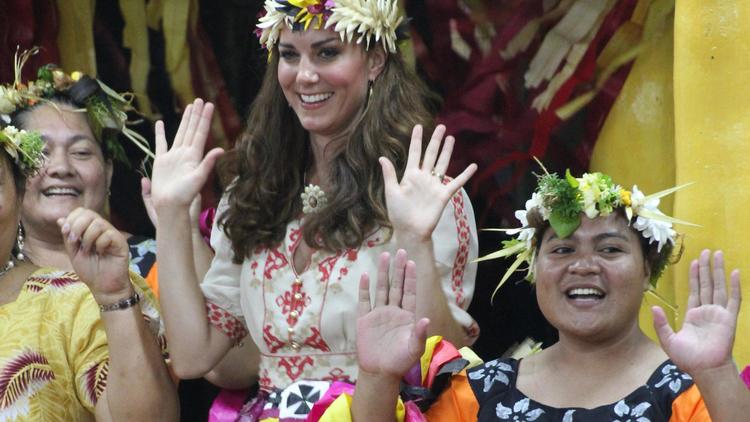 La Duchesse de Cambridge, le 19 septembre 2012 à Funafuti, principal atoll de Tuvalu [Tony Prcevich / AFP/Archives]
