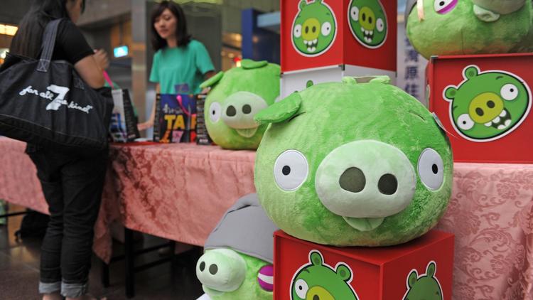Des peluches Bad Piggies, le 27 septembre 2012 à Taipei [Sam Yeh / AFP]