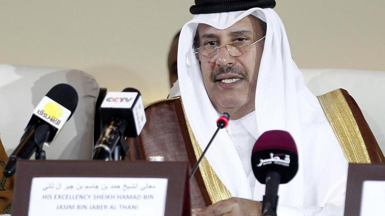 Le Premier ministre du Qatar, Sheik Hamad bin Jassim al-Thani, lors de la Conférence internationale des donateurs pour le Darfour, le 7 avril 2013 [ / AFP]