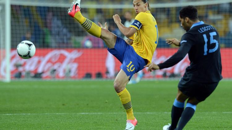 L'attaquant suédois Zlatan Ibrahimovic lors du match de poule contre l'Angleterre à l'Euro, le 15 juin 2012, au Stade olympique de Kiev