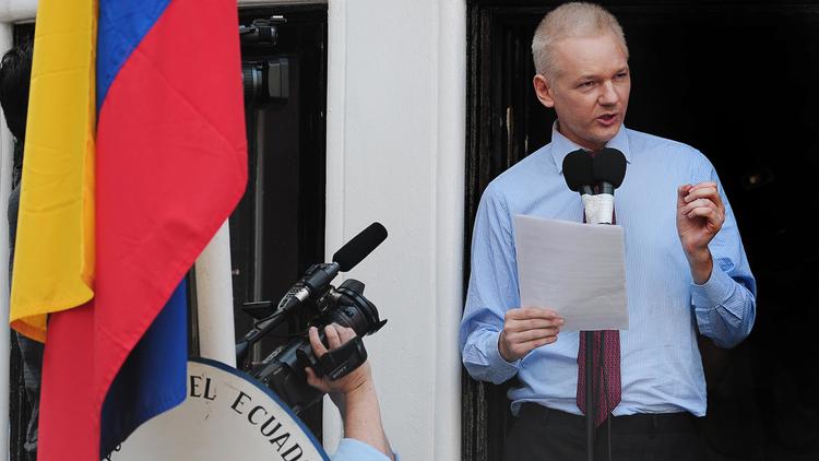 Le fondateur du site internet WikiLeaks, Julian Assange, lors de sa dernière apparition, à Londres, le 19 août 2012 [Carl Court / AFP/Archives]