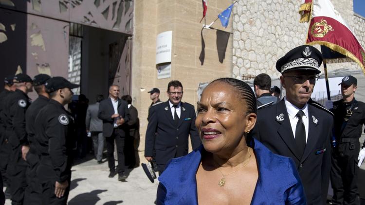 La ministre de la Justice Christiane Taubira en visite à la prison des Baumettes à Marseille, le 21 septembre 2012 [Joel Saget / AFP/Archives]