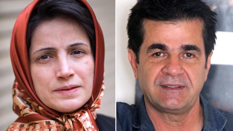 Montage photo montrant le cinéaste Jafar Panahi (D) le 1er novembre 2008 à Téhéran et l'avocate Nasrin Sotoudeh le 30 août 2010 à Téhéran [AFP / AFP/Archives]