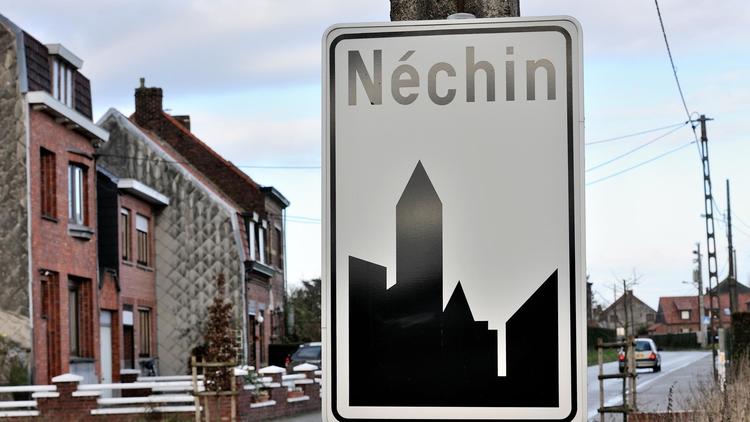 L'entrée de Néchin, en Belgique, où Gérard Depardieu a décidé de s'installer [Philippe Huguen / AFP]