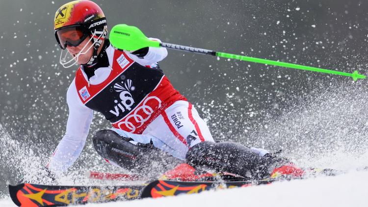L'Autrichien Marcel Hirscher pendant le slalom de Coupe du monde de Sljeme le 6 janvier 2013 près de Zagreb [Stringer / AFP/Archives]