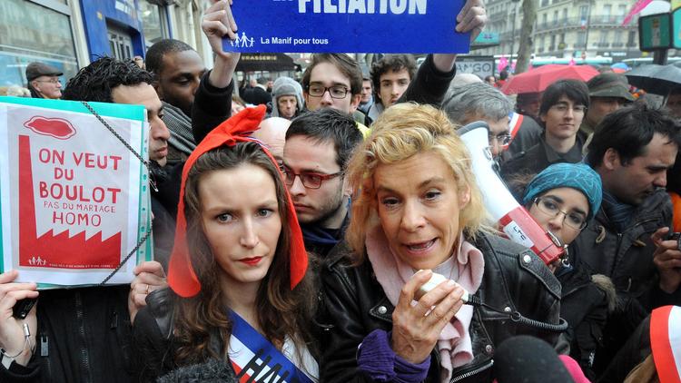 Frigide Barjot, tête d'affiche de la Manif pour tous, le 4 avril 2013 à Paris [Pierre Andrieu / AFP]