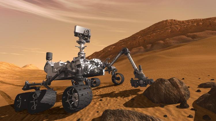 Le robot Curiosity s'est posé avec succès sur la planète Mars, ont annoncé dimanche soir les équipes de la Nasa à Pasadena (Californie).[NASA/JPL-Caltech]