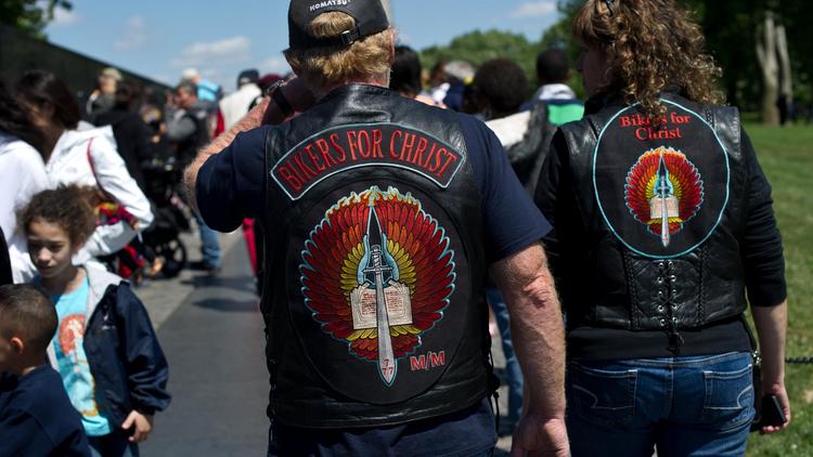 Des membres des Bikers du Christ, le 25 mai 2013 à Washington [Nicholas Kamm / AFP]