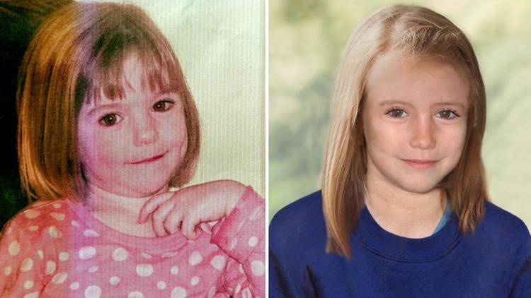 A gauche, Maddie à 3 ans.  A droite, ce à quoi elle pourrait ressembler aujourd'hui à 9 ans.