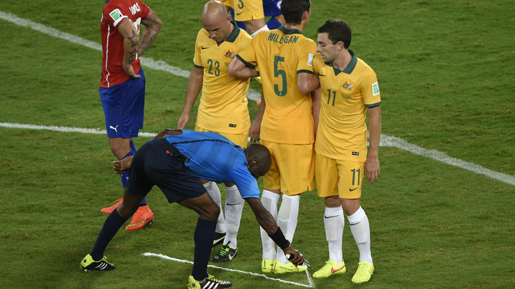 L'utilisation du spray lors d'un match qui opposait le Chili à l'Australie pendant la Coupe du monde