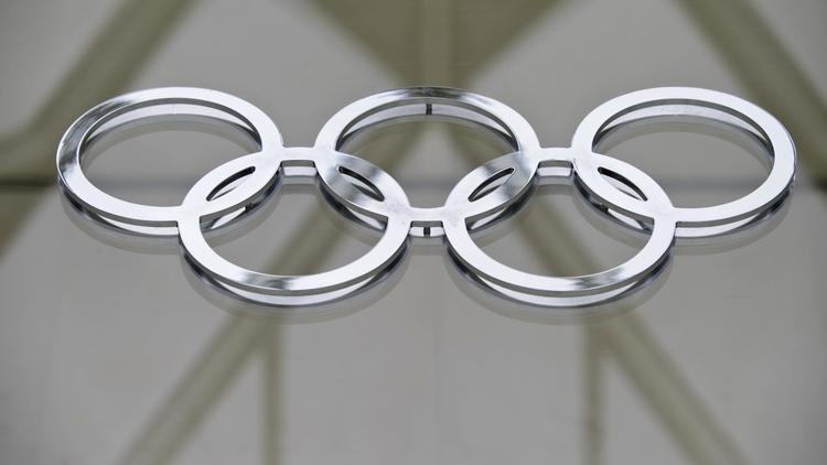 Les annaux olympiques sur le bâtiment du Comité international olympique (CIO) à Lausanne le 8 mai 2012 [Sebastien Bozon / AFP/Archives]