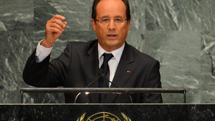 François Hollande lors de son premier discours à la tribune de l'ONU à l'occasion de l'ouverture de la 67e Assemblé générale le 25 septembre 2012.