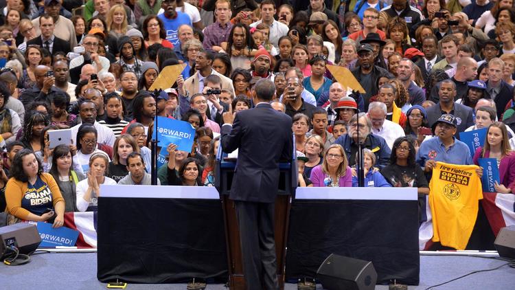 Barack Obama en campagne à Cincinnati, le 4 novembre 2012 dans l'Ohio