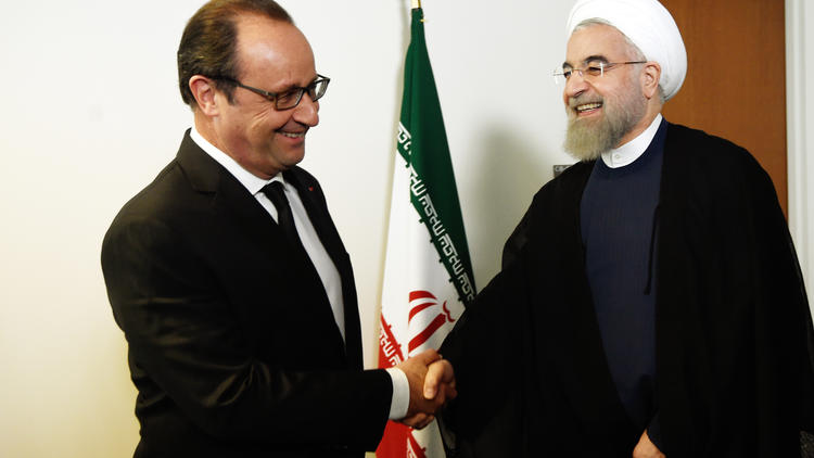 Hassan Rohani et François Hollande en marge du 70e sommet des Nations-Unies, en 2015.