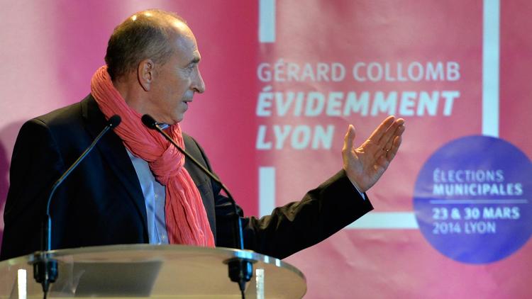 Le maire Gérard Collomb lors d'un meeting le 23 février 2014 à Lyon [Jean-Philippe Ksiazek / AFP/Archives]