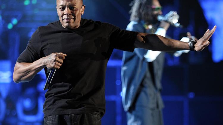 Le rappeur Dr Dre sur scène le 15 avril 2012 lors du Coachella festival à Indio en Californie [Christopher Polk / Getty Images/AFP/Archives]