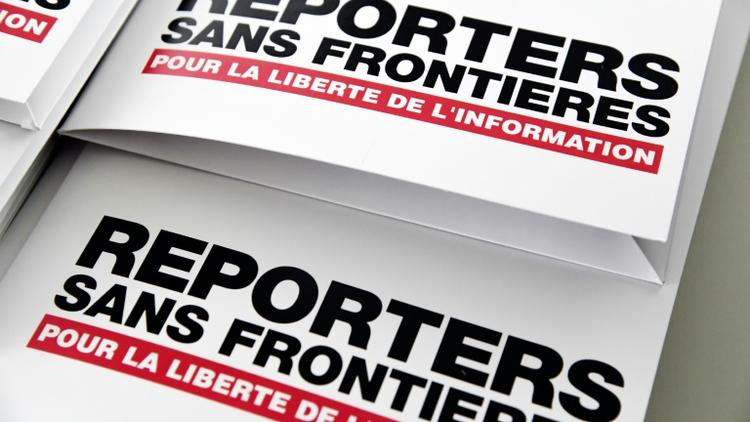 Le rapport annuel de Reporters sans frontières présenté lors d'une conférence de presse, le 25 avril 2018 à Paris [BERTRAND GUAY / AFP]