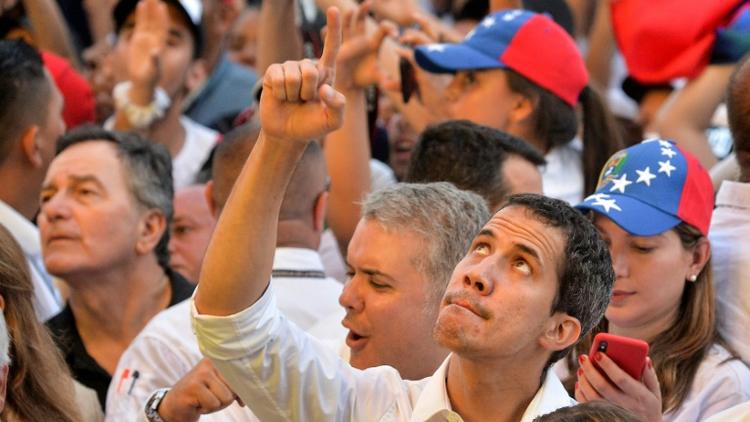 L'opposant vénézuélien Juan Guaido pendant le concert "Venezuela Aid Live" organisé à Cucuta, en Colombie, le 22 février 2019 [Luis ROBAYO / AFP]